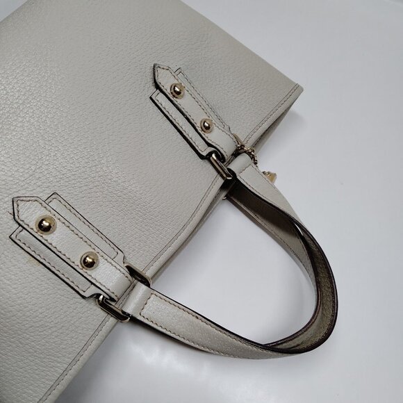 Gucci Cream Leather Handbag w/ Gold Charms- EUC - Picture 6 of 15